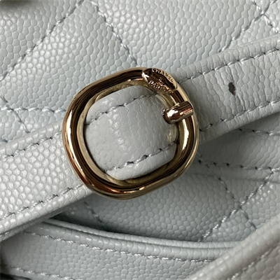 Cha.nel Backpack Grained Calfskin Gold Tone Metal Blue AS4058