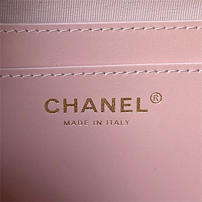 Cha.nel Backpack Grained Calfskin Gold Tone Metal Lt Pink AS4058