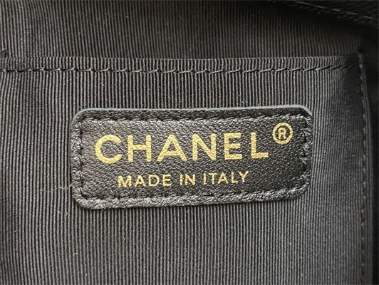 Cha.nel Backpack Grained Calfskin Gold Tone Metal Black AS4399