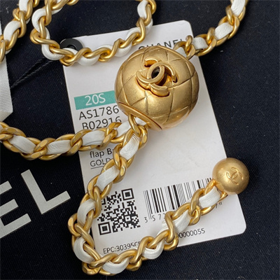 cha.nel S*per mini flap bag lambskin with  ball gold tone metal white as1786