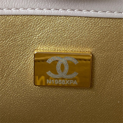 cha.nel S*per mini flap bag lambskin with ball gold tone metal nude as1786