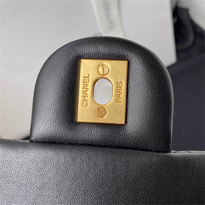 cha.nel S*per mini flap bag lambskin with  ball gold tone metal black as1786