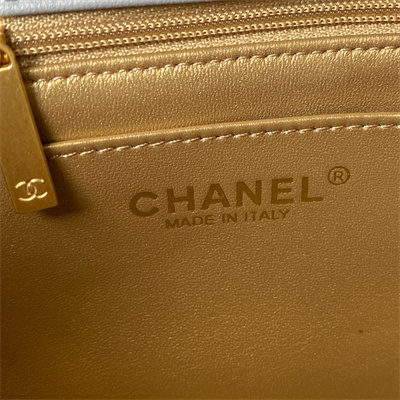 cha.nel S*per mini flap bag lambskin with ball gold tone metal lt blue as1786