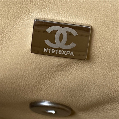 cha.nel S*per mini flap bag lambskin with ball silver tone metal beige as1786