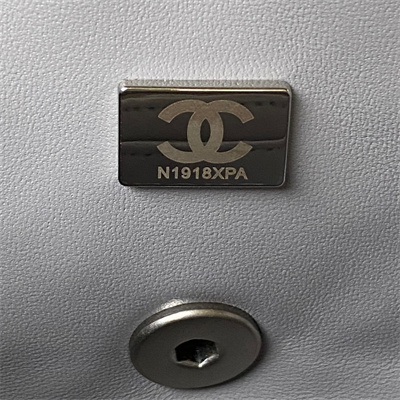 Cha.nel Mini Flap Bag Lambskin With Ball Silver Tone Metal Lt Grey AS1787