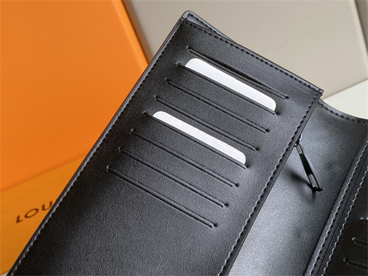 L.V Brazza Wallet Monogram Seal Cowhider Leather Black M80503