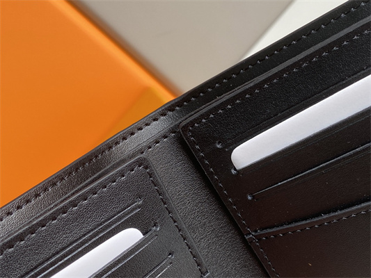 L.V Slender Wallet Monogram Seal Cowhider Leather Black M80520