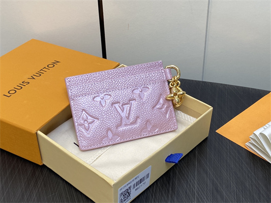 L.V Charms Card Holder Monogram Empreinte Iridescent Pink M82132