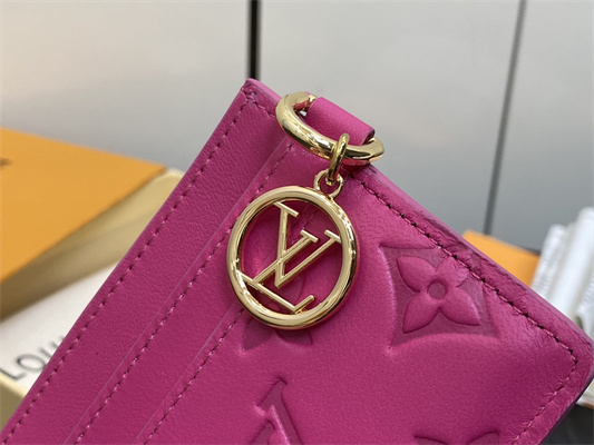 L.V Card Holder Monogram Embossed Lambskin Fuchsia M82738