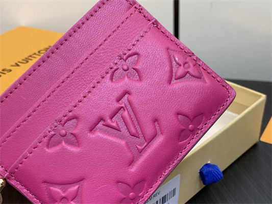 L.V Card Holder Monogram Embossed Lambskin Fuchsia M82738