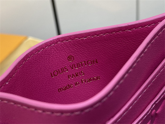 L.V Card Holder Monogram Embossed Lambskin Fuchsia M82738