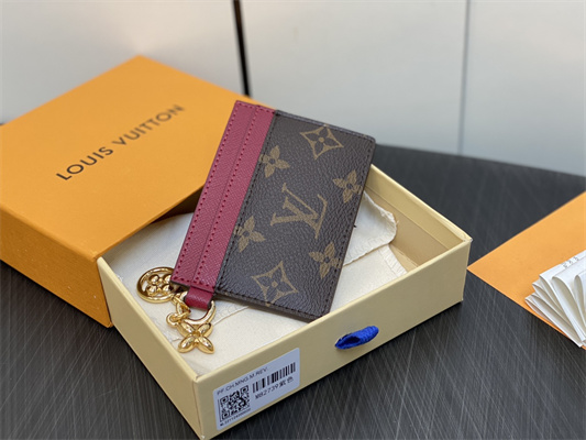L.V Charms Card Holder Monogram Canvas Purple Red M82739