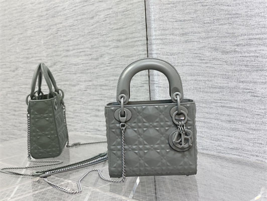 cd mini lady di.or bag cannage calfskin with Di*m*nd motif grey color
