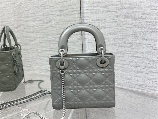 cd mini lady di.or bag cannage calfskin with Di*m*nd motif grey color