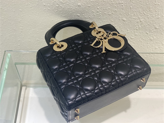 cd small lady di.or my abcD*or bag cannage lambskin gold tone metal black