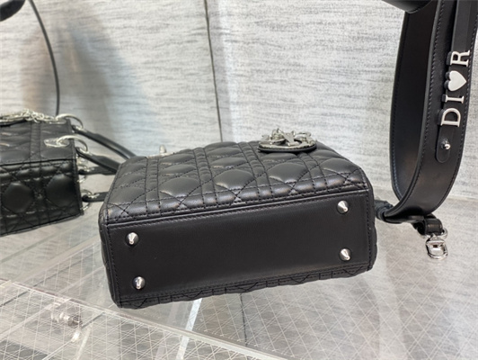 cd small lady di.or my abcD*or bag cannage lambskin silver tone metal black