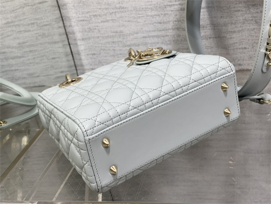 cd small lady di.or my abcD*or bag cannage lambskin gold tone metal placid blue