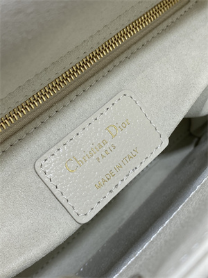 CD Small Lady Di.or Bag Cannage Grained Calfskin Gold Tone Metal  Cream