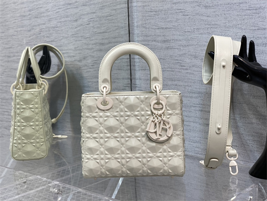 cd small lady di.or my abcd*or bag cannage calfskin with Di*m*nd motif  white