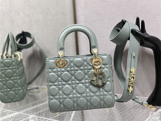 cd small lady di.or my abcD*or bag cannage lambskin enamel charms gold tone metal stone grey