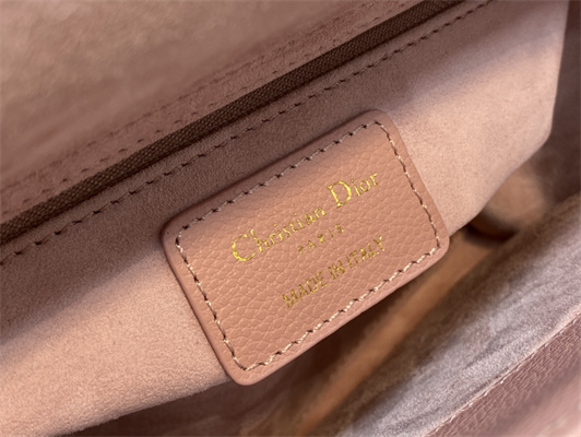 CD Small Lady Di.or Bag Cannage Grained Calfskin Gold Tone Metal Pink