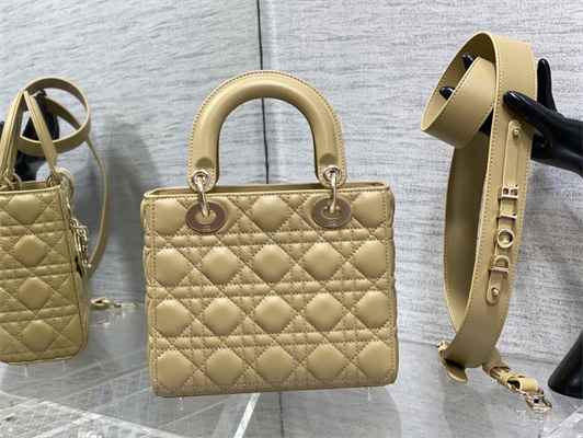 cd small lady di.or my abcD*or bag cannage lambskin gold tone metal natural