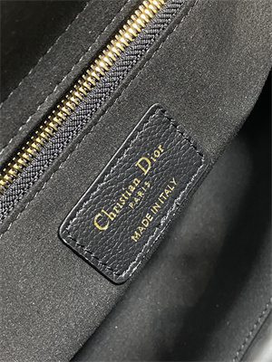 CD Medium Lady Di.or Bag Cannage Grained Calfskin Gold Tone Metal Black