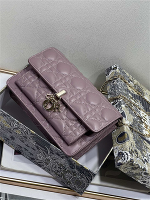 cd miss D*or chain pouch cannage lambskin peony pink