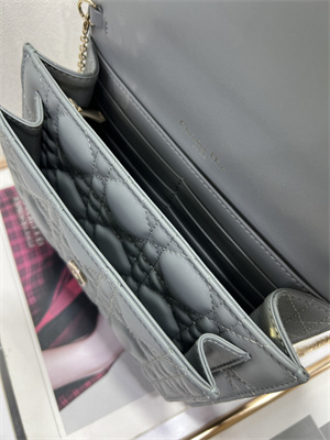cd miss D*or chain pouch cannage lambskin stone grey