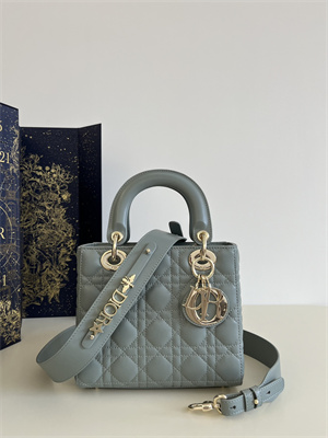 cd small lady di.or my abcD*or bag cannage lambskin gold tone metal stone grey