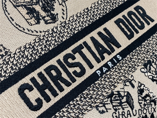 CD Medium Lady Di.or D-Lite Bag Plan de Paris Embroidery Beige and Black