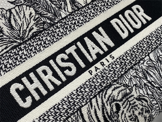 CD Medium Lady Di.or D-Lite Bag Toile de Jouy Voyage Embroidery White and Black