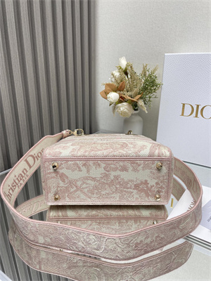 CD Medium Lady Di.or D-Lite Bag Toile de Jouy Embroidery Rose Des Vents