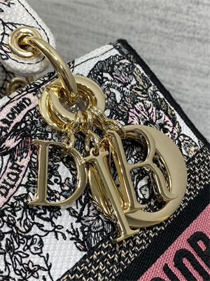 CD Medium Lady Di.or D-Lite Bag Butterfly Around The World Embroidery White and Pastel Pink