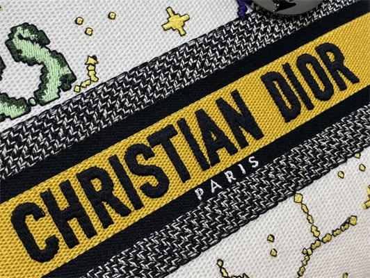 CD Medium Lady Di.or D-Lite Bag Toile de Jouy Zodiac Embroidery White Multicolor