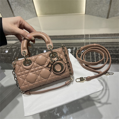 CD Lady D-Joy Micro Bag Cannage Lambskin Gold Tone Metal Rose Pink