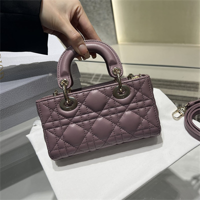 CD Lady D-Joy Micro Bag Cannage Lambskin Gold Tone Metal Peony Pink