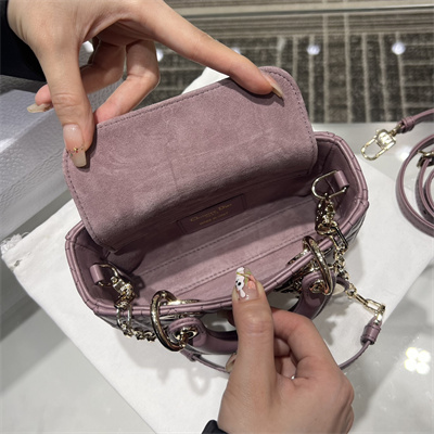 CD Lady D-Joy Micro Bag Cannage Lambskin Gold Tone Metal Peony Pink