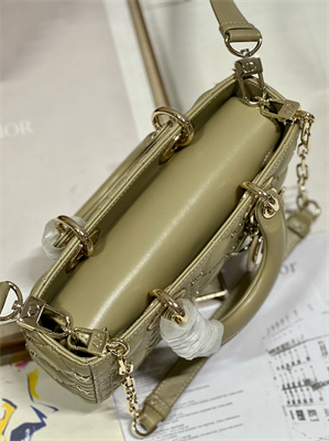 CD Small Lady D-Joy Bag Cannage Lambskin With Golden Butterfly Gold Tone Metal Beige