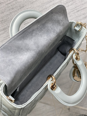 CD Medium Lady D-Joy Bag Cannage Lambskin Gold Tone Metal Placid Blue