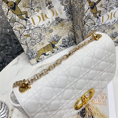 cd large di.or caro bag S*pple cannage calfskin gold tone metal white