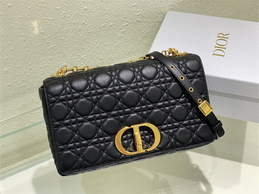 cd large di.or caro bag S*pple cannage calfskin gold tone metal black