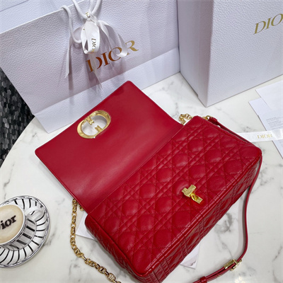 cd large di.or caro bag S*pple cannage calfskin gold tone metal red