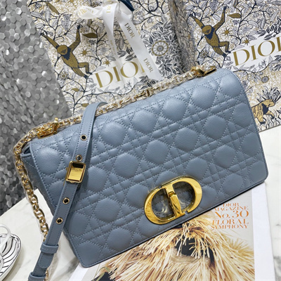 cd large di.or caro bag S*pple cannage calfskin gold tone metal blue