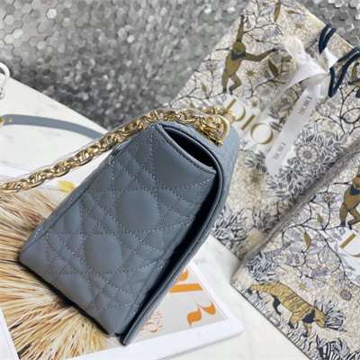 cd large di.or caro bag S*pple cannage calfskin gold tone metal blue