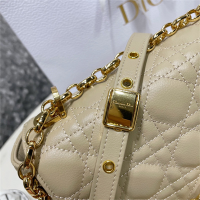 cd large di.or caro bag S*pple cannage calfskin gold tone metal beige