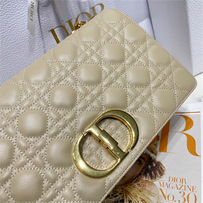 cd large di.or caro bag S*pple cannage calfskin gold tone metal beige