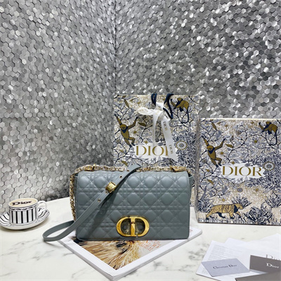 cd large di.or caro bag S*pple cannage calfskin gold tone metal stone grey