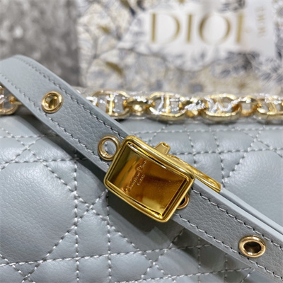 cd large di.or caro bag S*pple cannage calfskin gold tone metal stone grey