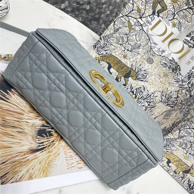 cd large di.or caro bag S*pple cannage calfskin gold tone metal stone grey